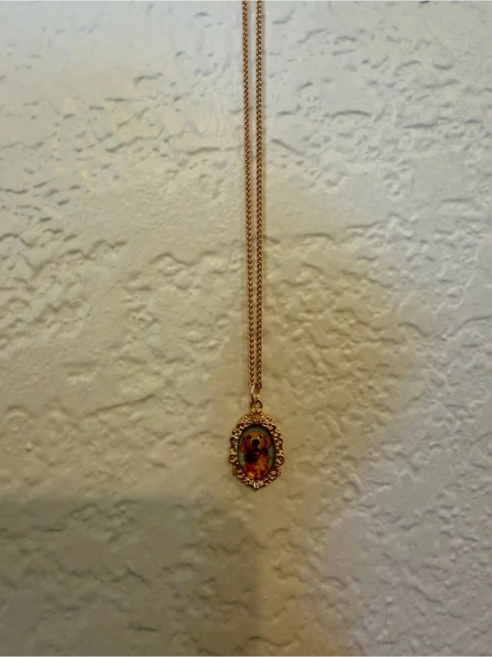 Gold Dog Portrait Pendant Necklace - Golden Retriever